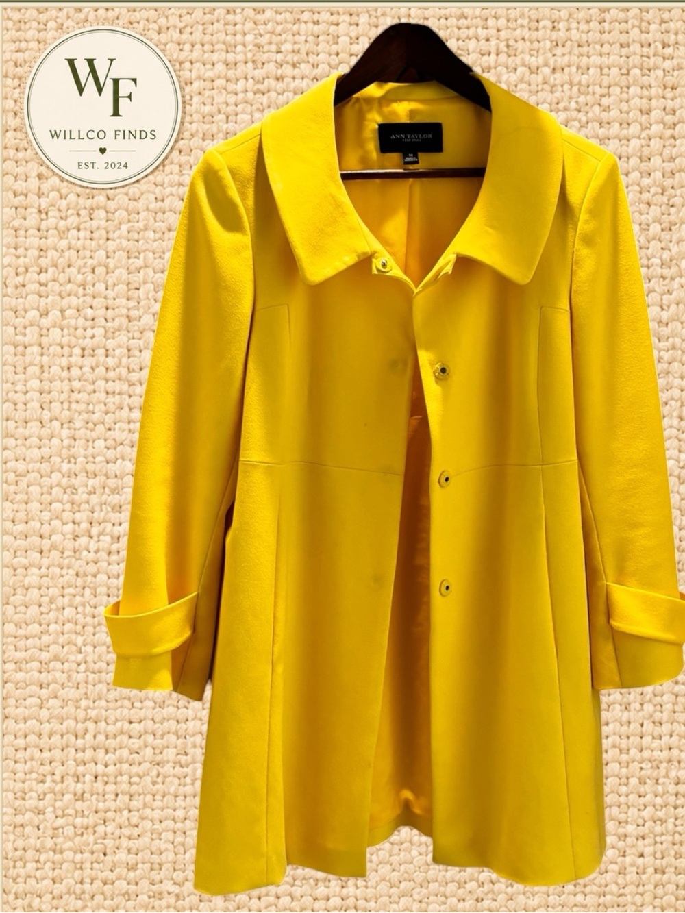 Ann Taylor Yellow Button Front Coat Jacket Women’s Medium M